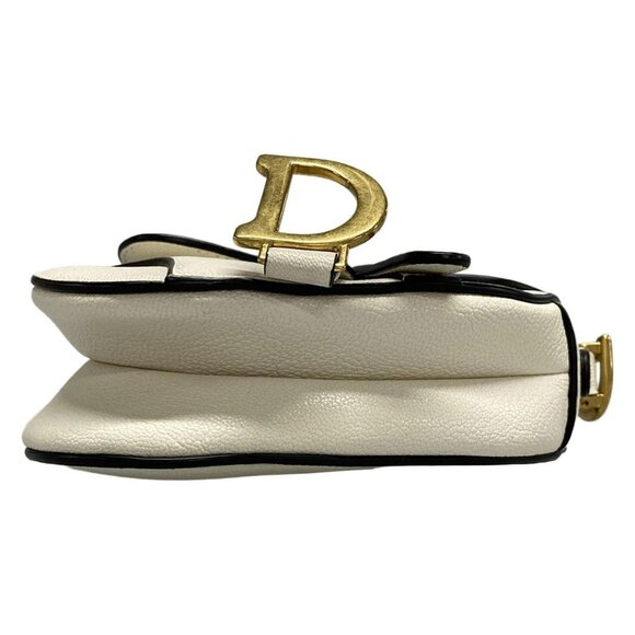 Auth DIOR/ChristianDior Saddle Microbag - White Leather Handbag - Picture 6 of 14